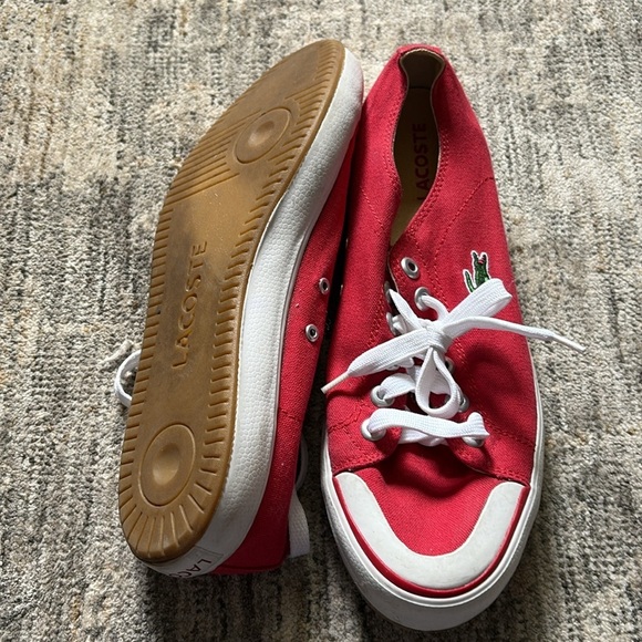 Lacoste Red Canvas Sneakers white accents - lace up - men’s 8.5 - Picture 7 of 7